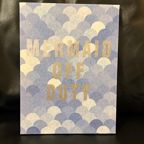 MERMAID OFF DUTY BLUE WHITE AILVER SIGN PICTURE 12” x 9” KIDS ROOM DECOR - Picture 1 of 2